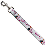 Dog Leash - Frozen Anna Castle Pose with Flowers and Script Grays/Pinks