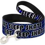 Dog Leash - EAT SLEEP SKATE Buffalo Plaid Blue