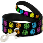 Dog Leash - Smiley Face Melted Repeat Black/Multi Neon