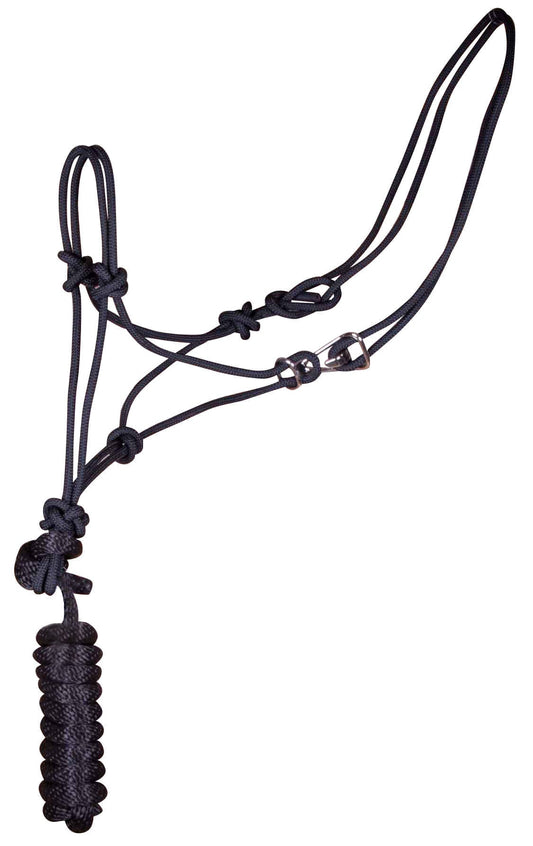 Jeffers Easy-On Clip Nylon Rope Horse Halter with Lead