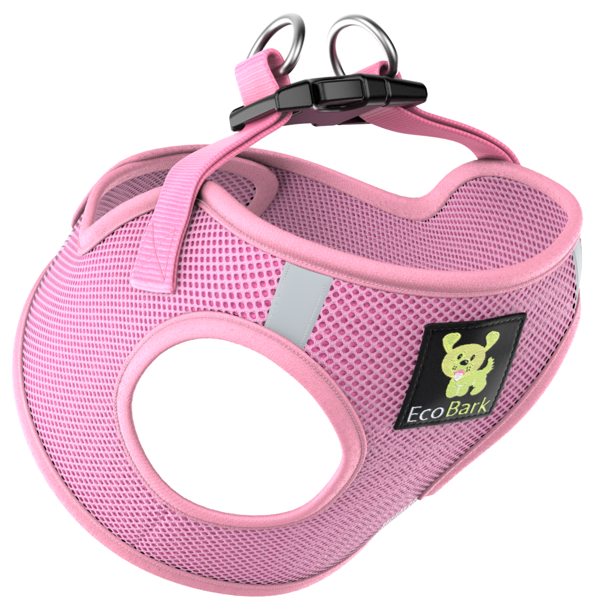 EcoBark Step In Dog Harness - XXXS to Small Breeds- Reflective Soft Mesh Harness for Teacup, Small Dogs and Puppies / Baby Pink