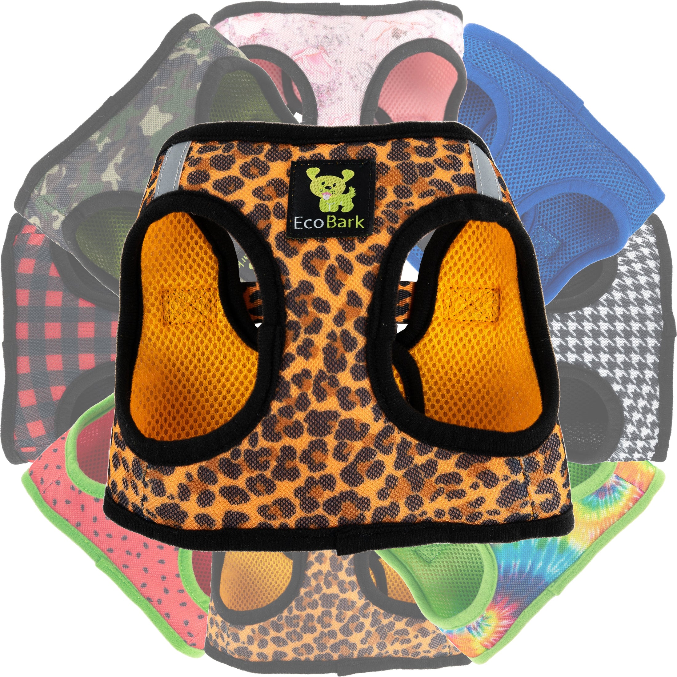 EcoBark Step In Dog Harness - XXXS to Small Breeds- Reflective Soft Mesh Harness for Teacup, Small Dogs and Puppies / Cheetah