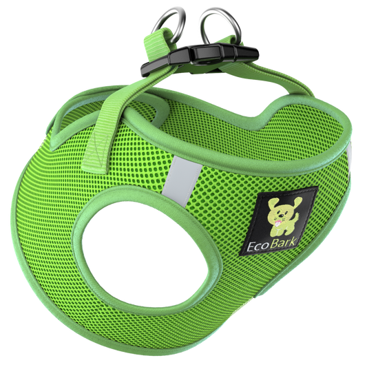 EcoBark Lime Green Step In Dog Harness - Reflective Soft Mesh Harness for Teacup, Small Dogs and Puppies