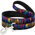 Dog Leash - Paint Drips Black/Multi Neon