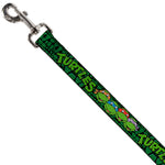 Dog Leash - Classic Teenage Mutant Ninja Turtles Group Faces/TURTLES Turtle Shell Black/Green