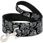 Dog Leash - The Dust of Living II Sugar Skulls Black/White