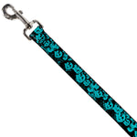 Dog Leash - Skulls Stacked Weathered Black/Teal