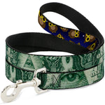 Dog Leash - Owls Scattered Black/Blue-Fade/Yellow
