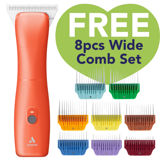 Andis Emerge Clipper Orange with #30W Blade With Free 8Pc Wide Comb Attachment Bundle