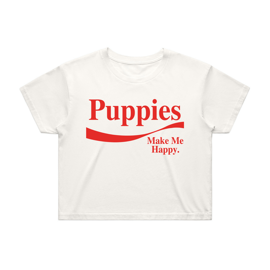 Enjoy Puppies Make Me Happy | Crop Tee | Red Font