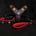 Load image into Gallery viewer, "EROS" BIG dog SET- Harness - collar - lead. Black & Red
