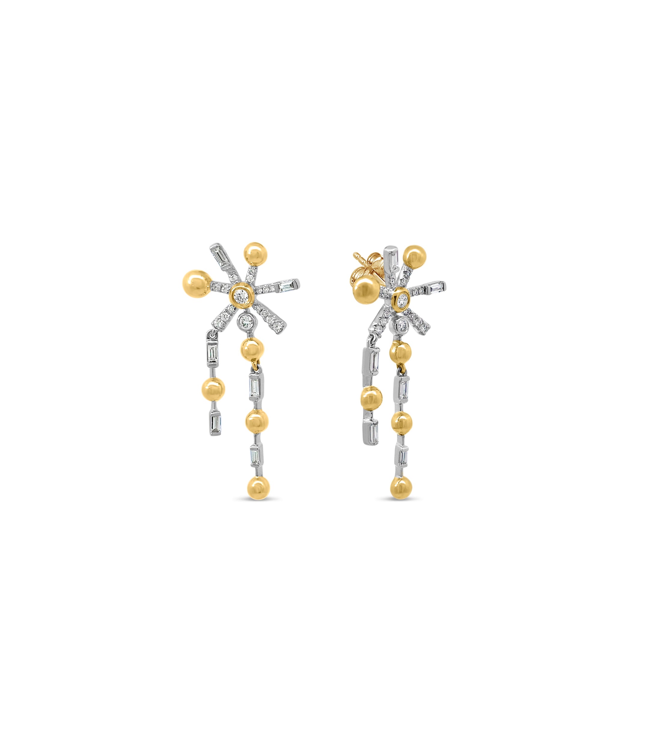 OLIVE & CHAIN Diamond Galaxy Drop Earrings - Two-tone Gold