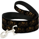 Dog Leash - California Grizzly Bear Outline Black/Brown