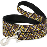 Dog Leash - Plaid X Brown/White/Gold