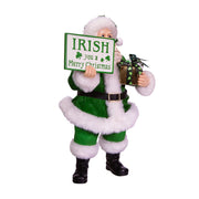 Kurt Adler 10.5-Inch Fabriché Musical Irish Santa Gift Box and Sign