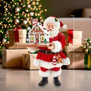 Kurt Adler 11-Inch Battery-Operated Santa with Light-Up Gingerbread House