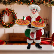 Kurt Adler 11-Inch Fabriché Chef Santa Holding Two Trays of Pizza