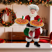 Kurt Adler 11-Inch Fabriché Chef Santa Holding Two Trays of Pizza