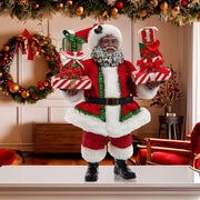 Kurt Adler 10.5-Inch Fabriché African American Santa with Gifts