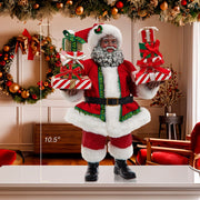 Kurt Adler 10.5-Inch Fabriché African American Santa with Gifts