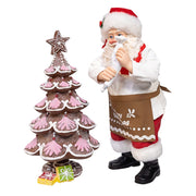 Kurt Adler 10.5-Inch Fabriché Santa Decorating Gingerbread Tree, 2-Piece Set