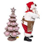 Kurt Adler 10.5-Inch Fabriché Santa Decorating Gingerbread Tree, 2-Piece Set