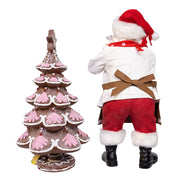 Kurt Adler 10.5-Inch Fabriché Santa Decorating Gingerbread Tree, 2-Piece Set