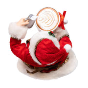 Kurt Adler 10.5-Inch Fabriché Santa with Oversized -InchI Love Coffee-Inch Cup and Creamer