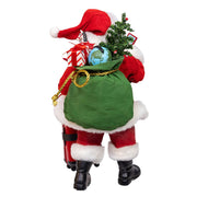 Kurt Adler 10.5-Inch Fabriché Santa with Red Luggage, 2-Piece Set