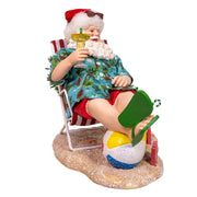 Kurt Adler 8.5-Inch Fabriché Santa Sitting on Beach Chair