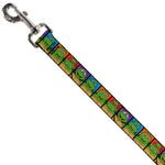 Dog Leash - Classic Teenage Mutant Ninja Turtles Face Blocks Black/Multi Color