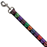 Dog Leash - Checker & Stripe Skulls Black/Multi Neon
