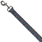 Dog Leash - Jagged Rings Teals/Fuchsia/Yellow