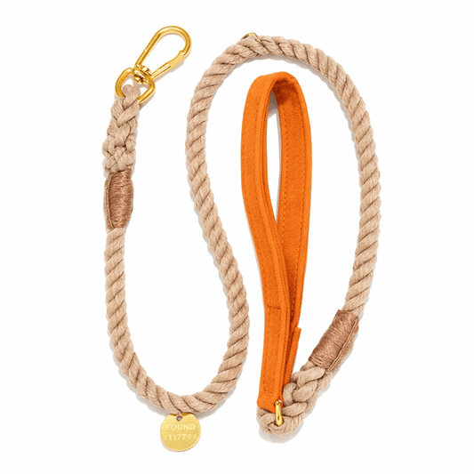Standard 5ft Leads Premium Fire Orange Waxed Cotton Canvas Animal Leash