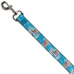 Dog Leash - Frozen Elsa Face/Action Pose/Snowflakes Blues/White