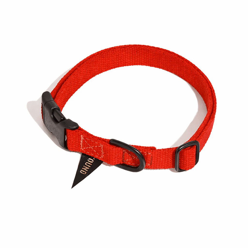 Dog Collars Premium Found Classic Cotton Dog Collar | Red – Matte Black Hardware
