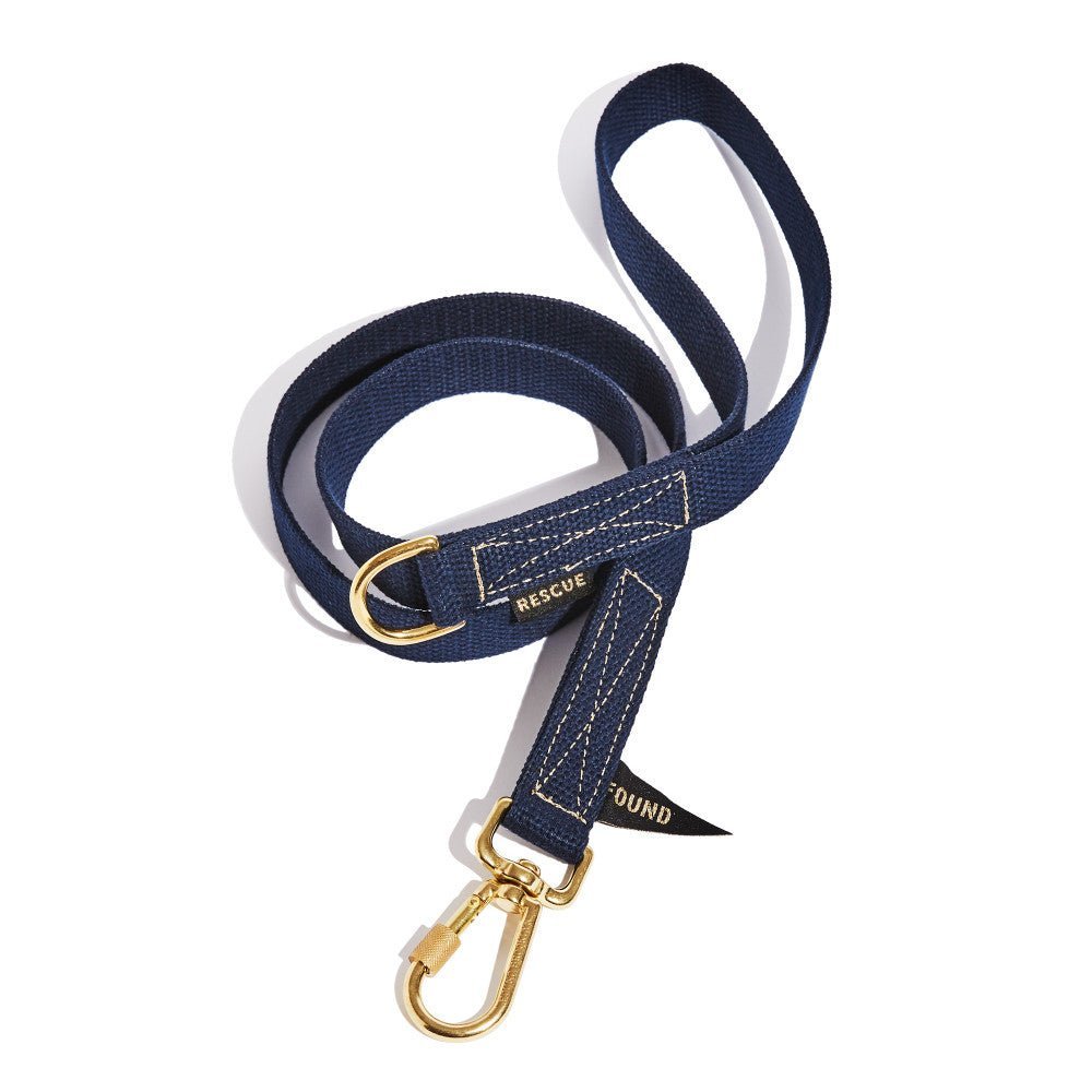 Standard 5ft Leads Premium Found Classic Cotton Dog Leash | Navy