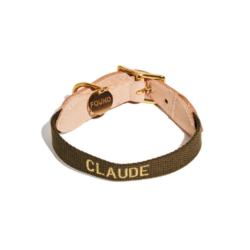 Dog Collars Premium Found Classic Cotton Webbing Dog Collar | Olive