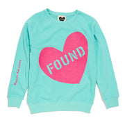 Found My Animal Big Full Heart Sweatshirt, Aqua + Fuchsia