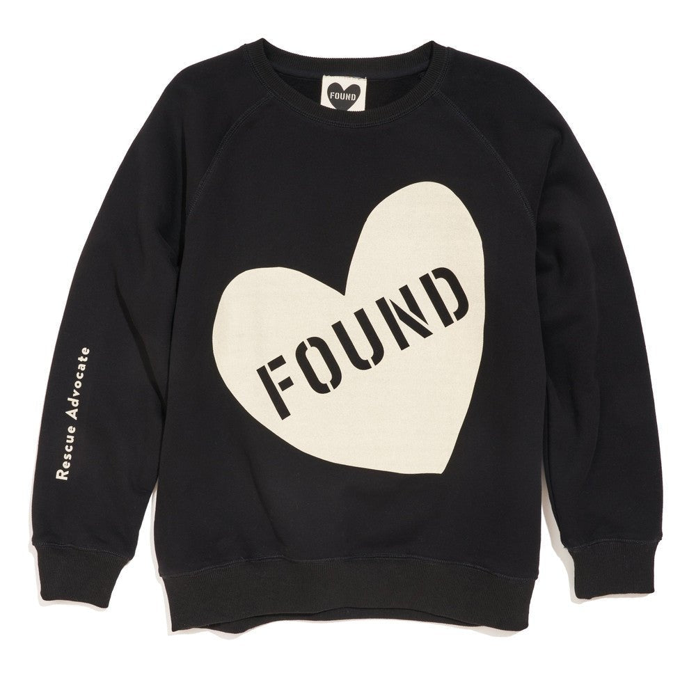 Big Full Heart Sweatshirts Premium Found My Animal Big Full Heart Sweatshirt, Black + Cream