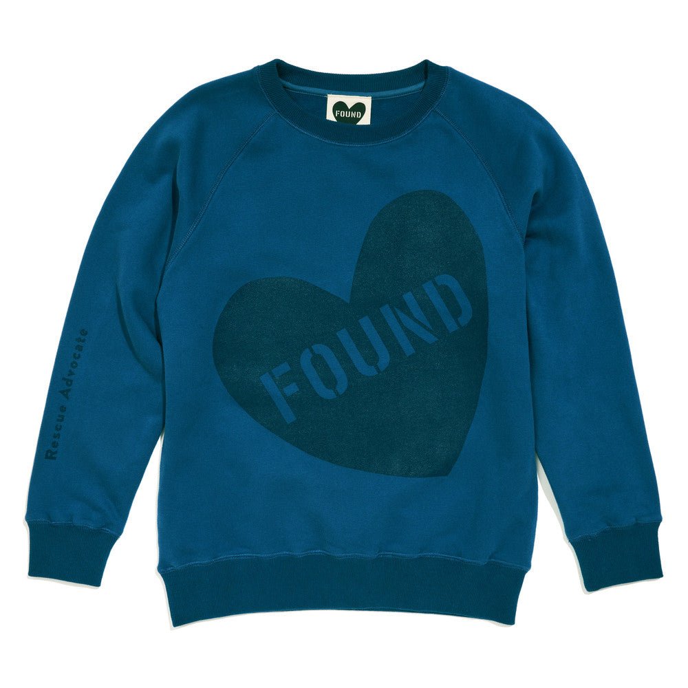 Big Full Heart Sweatshirts Premium Found My Animal Big Full Heart Sweatshirt, Blue + Navy