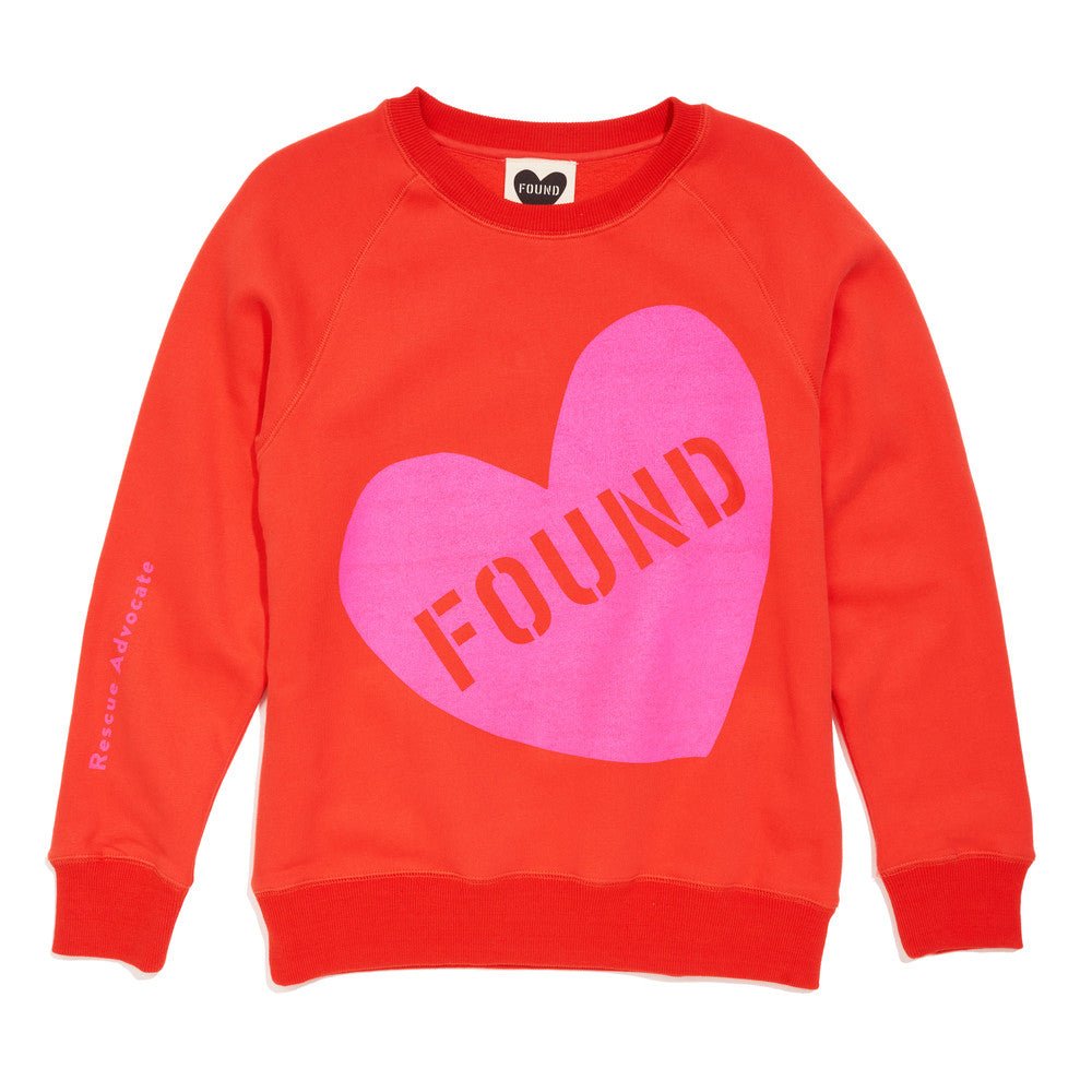 Big Full Heart Sweatshirts Premium Found My Animal Big Full Heart Sweatshirt, Coral Orange + Neon Pink