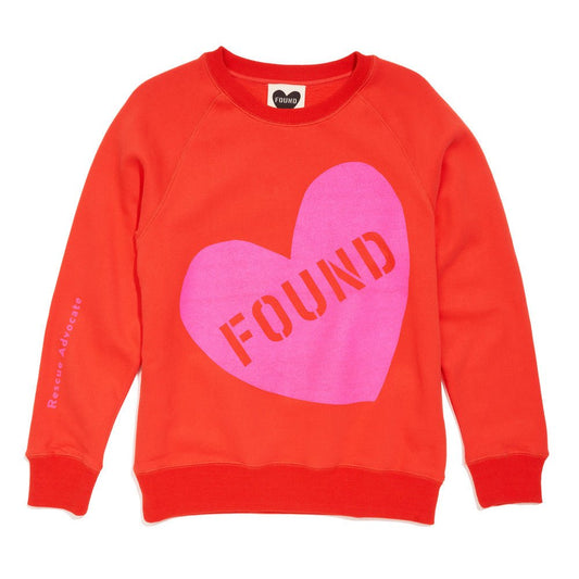 Big Full Heart Sweatshirts Premium Found My Animal Big Full Heart Sweatshirt, Coral Orange + Neon Pink