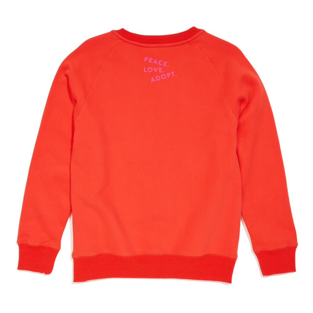Big Full Heart Sweatshirts Premium Found My Animal Big Full Heart Sweatshirt, Coral Orange + Neon Pink