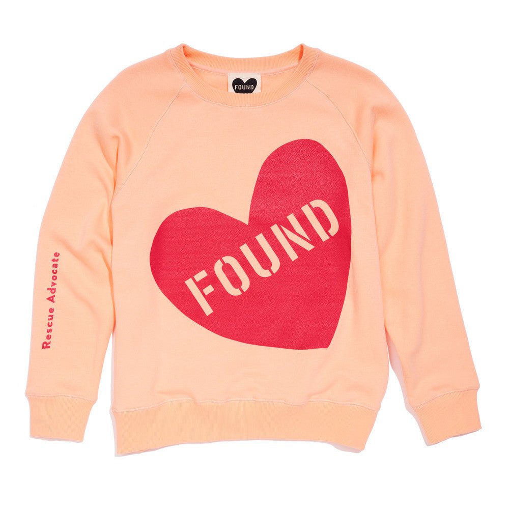 Big Full Heart Sweatshirts Premium Found My Animal Big Full Heart Sweatshirt, Coral + Peach