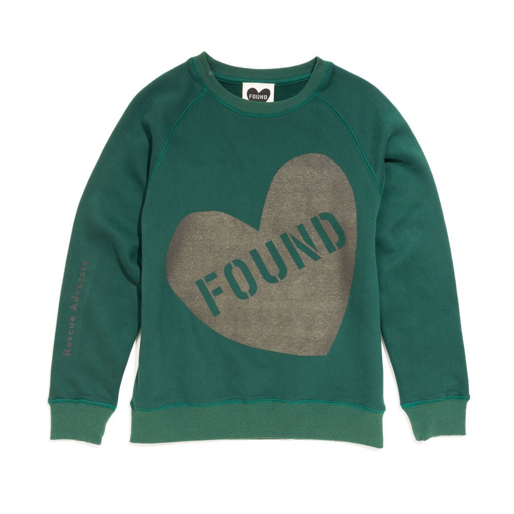 Big Full Heart Sweatshirts Premium Found My Animal Big Full Heart Sweatshirt, Hunter Green + Pine
