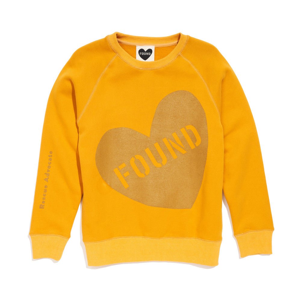 Big Full Heart Sweatshirts Premium Found My Animal Big Full Heart Sweatshirt, Mustard Yellow + Olive