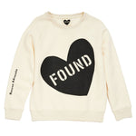 Found My Animal Big Full Heart Sweatshirt, Natural + Black