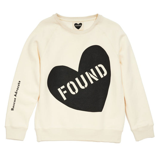 Big Full Heart Sweatshirts Premium Found My Animal Big Full Heart Sweatshirt, Natural + Black