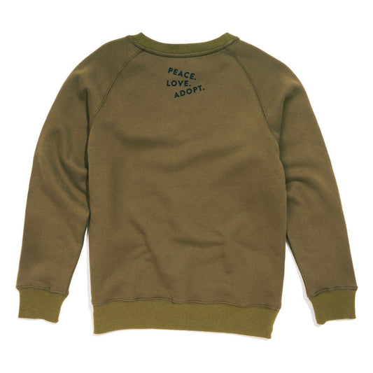 Big Full Heart Sweatshirts Premium Found My Animal Big Full Heart Sweatshirt, Olive + Lake